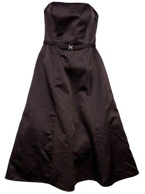 Michaelangelo Womens Strapless Cocktail Dress Rhinestone Belt Sz 8 Brown Back